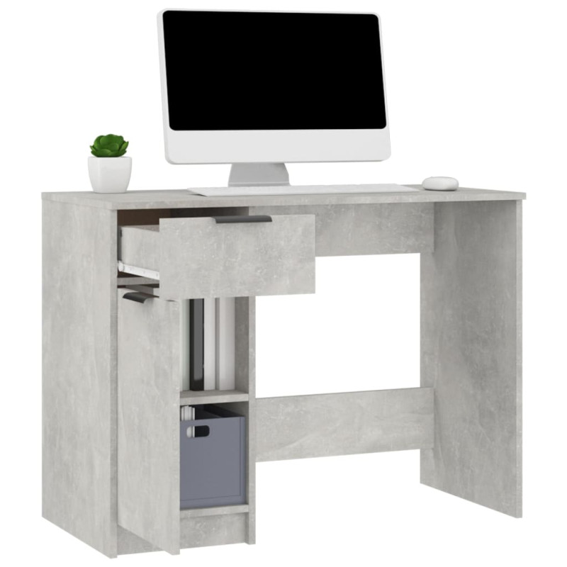 Produktbild för Skrivbord betonggrå 100x50x75 cm konstruerat trä