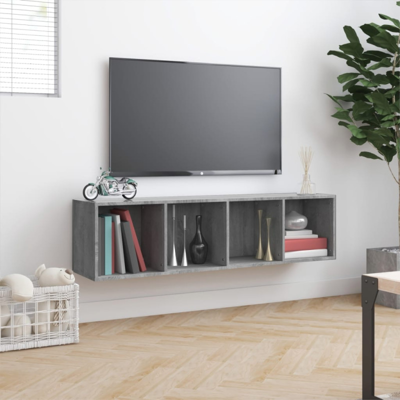 Produktbild för Bokhylla/tv-bänk grå sonoma 143x30x36cm konstruerat trä