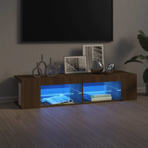 vidaXL Tv-bänk med LED-belysning brun ek 135x39x30 cm