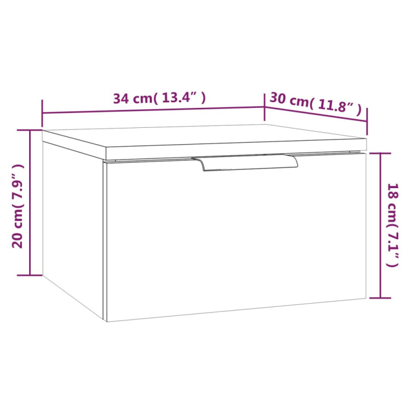 Produktbild för Väggmonterade sängbord 2 st grå sonoma 34x30x20 cm