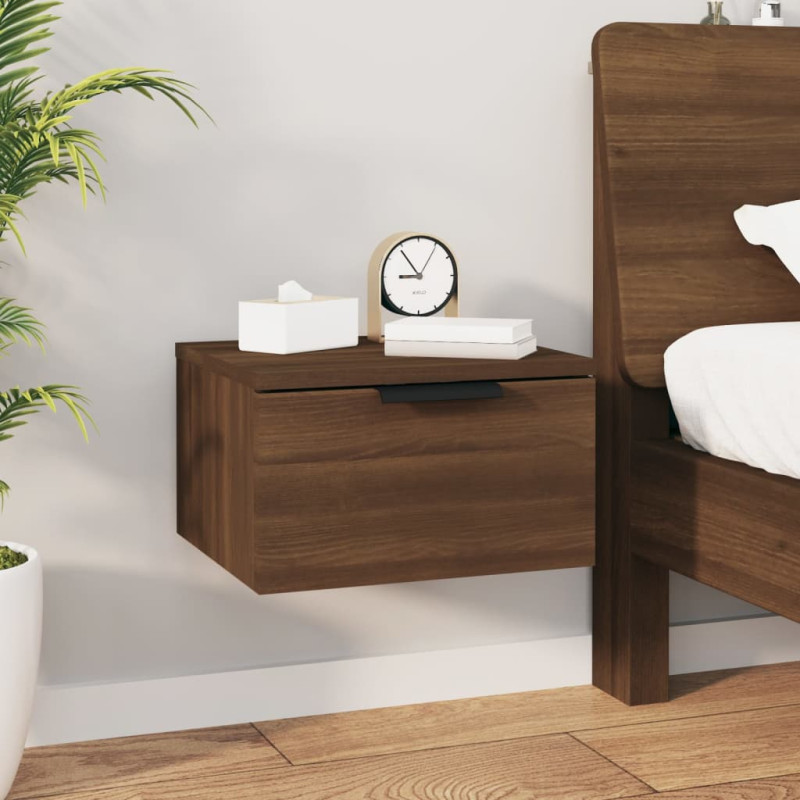 Produktbild för Väggmonterat sängbord brun ek 34x30x20 cm