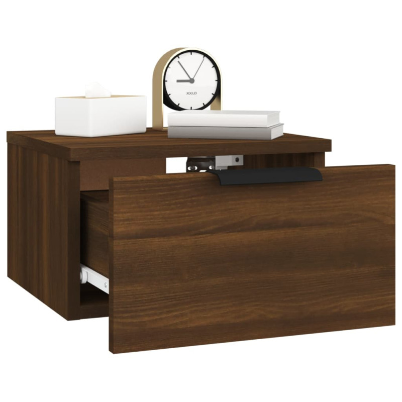 Produktbild för Väggmonterat sängbord brun ek 34x30x20 cm