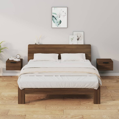 vidaXL Väggmonterade sängbord 2 st brun ek 34x30x20 cm