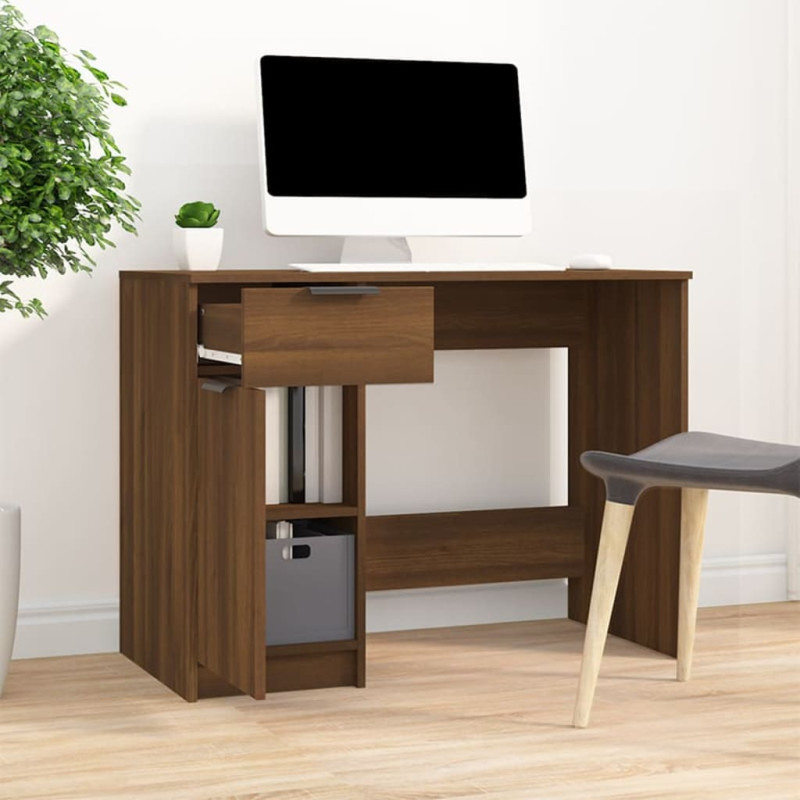 Produktbild för Skrivbord brun ek 100x50x75 cm konstruerat trä