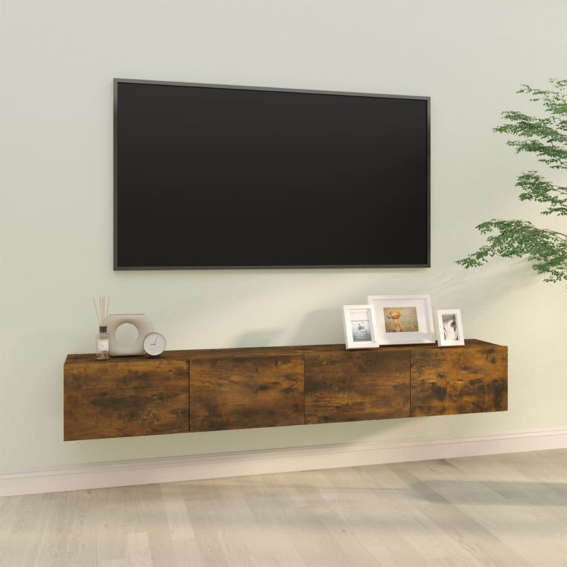 Produktbild för Väggmonterade tv-bänkar 2 st 100x30x30 cm konstruerat trä