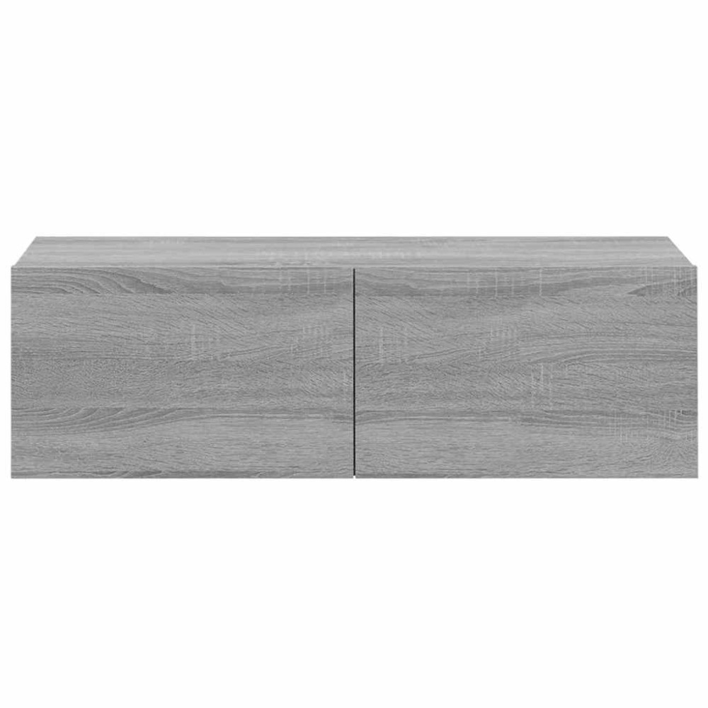 Produktbild för Väggmonterade tv-bänkar 2 st grå 100x30x30 cm konstruerat trä