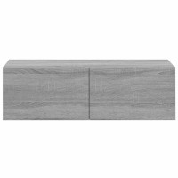 Produktbild för Väggmonterade tv-bänkar 2 st grå 100x30x30 cm konstruerat trä