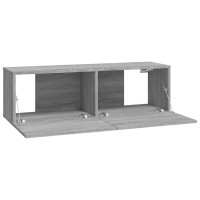 Produktbild för Väggmonterade tv-bänkar 2 st grå 100x30x30 cm konstruerat trä