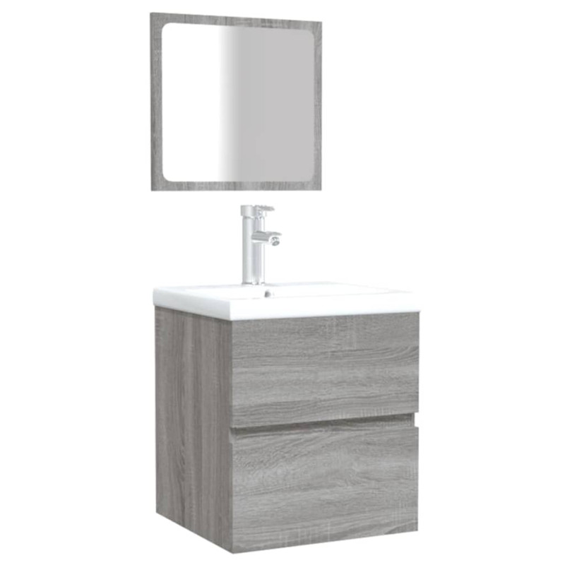Produktbild för Badrumsskåp med spegel grå sonoma konstruerat trä