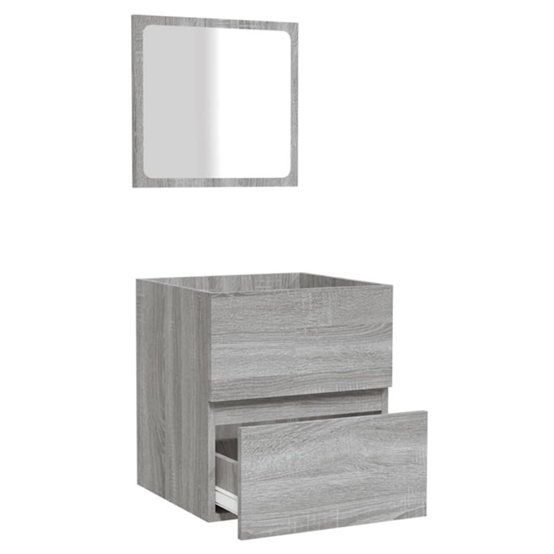 Produktbild för Badrumsskåp med spegel grå sonoma konstruerat trä