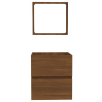 Miniatyr av produktbild för Badrumsskåp med spegel brun ek konstruerat trä