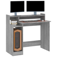 Miniatyr av produktbild för Skrivbord med LED grå sonoma 97x45x90 cm konstruerat trä
