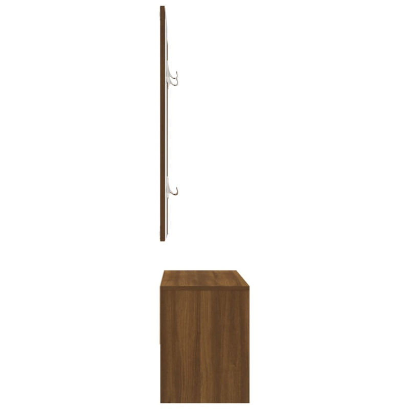 Produktbild för Hallmöbler set brun ek konstruerat trä