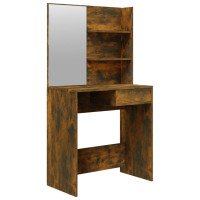 Produktbild för Sminkbord med spegel rökfärgad ek 74,5x40x141 cm