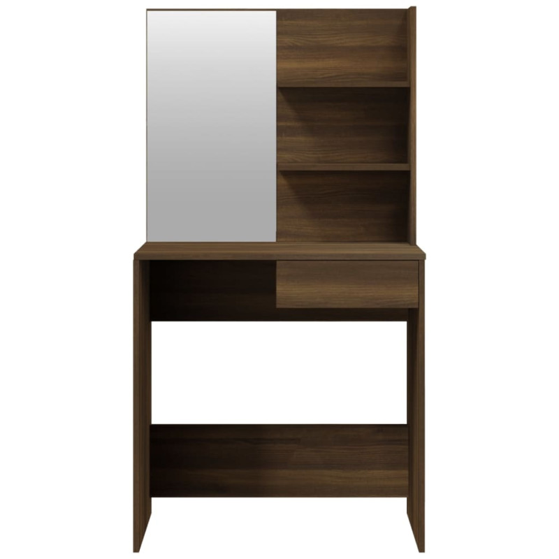 Produktbild för Sminkbord med spegel brun ek 74,5x40x141 cm