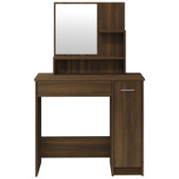 Miniatyr av produktbild för Sminkbord med spegel brun ek 86,5x35x136 cm