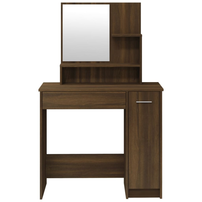 Produktbild för Sminkbord med spegel brun ek 86,5x35x136 cm