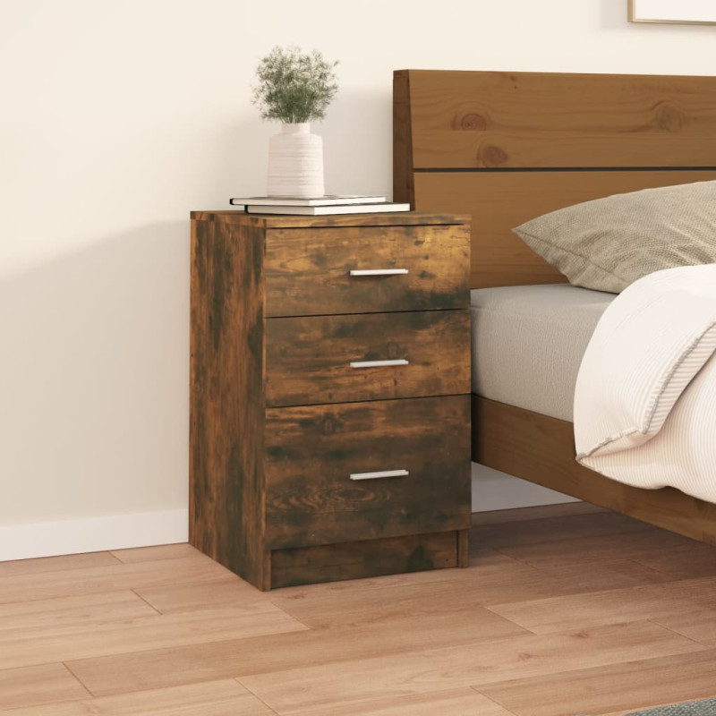 Produktbild för Sängbord rökfärgad ek 40x40x63 cm konstruerat trä