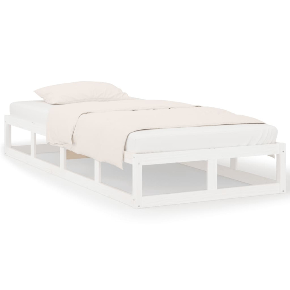 Produktbild för Sängram massivt trä 75x190 cm vit