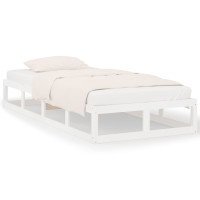 Produktbild för Sängram massivt trä 75x190 cm vit