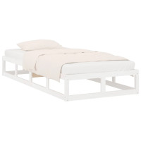 Produktbild för Sängram massivt trä 75x190 cm vit
