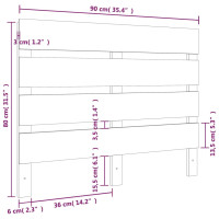 Produktbild för Sänggavel 90x3x80 cm massiv furu