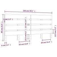 Produktbild för Sänggavel vit 150x3x80 cm massiv furu