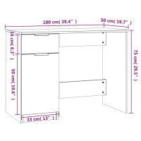 Produktbild för Skrivbord vit högglans 100x50x75 cm konstruerat trä