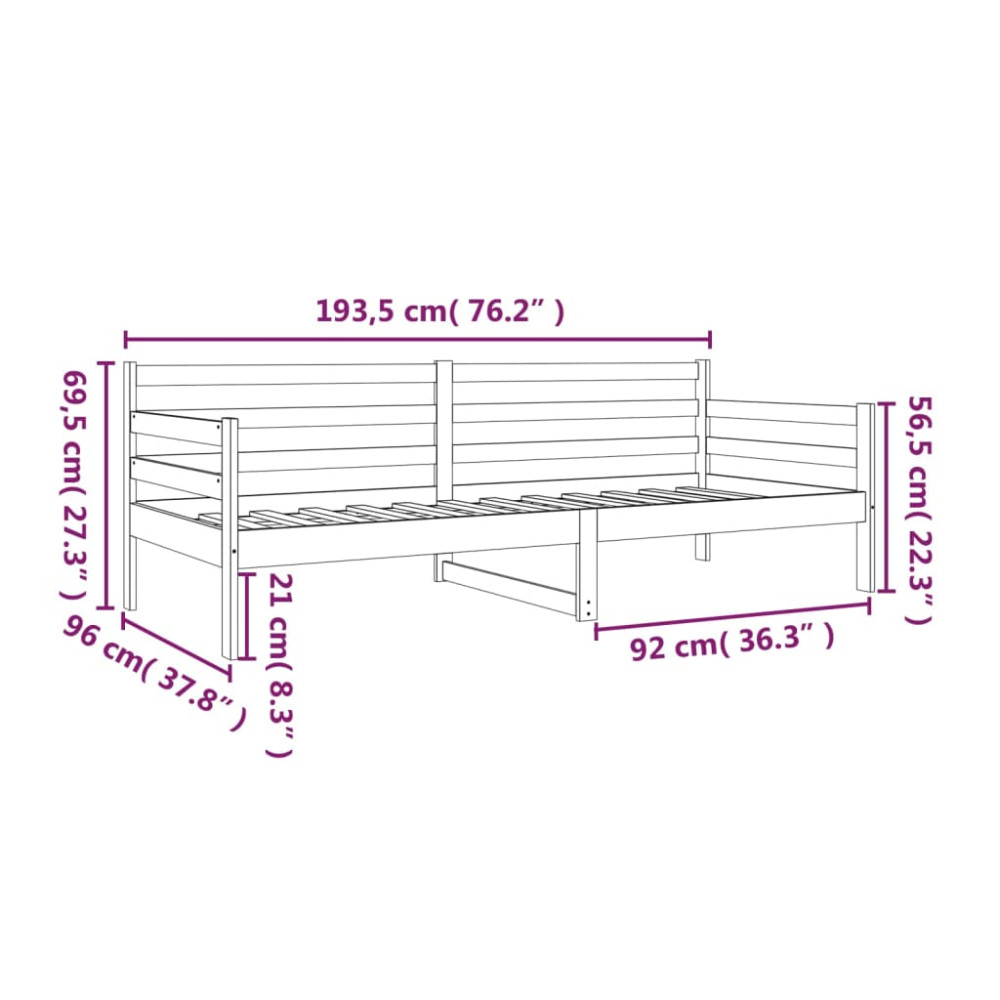 Produktbild för Dagbädd utan madrass 90x190 cm massiv furu