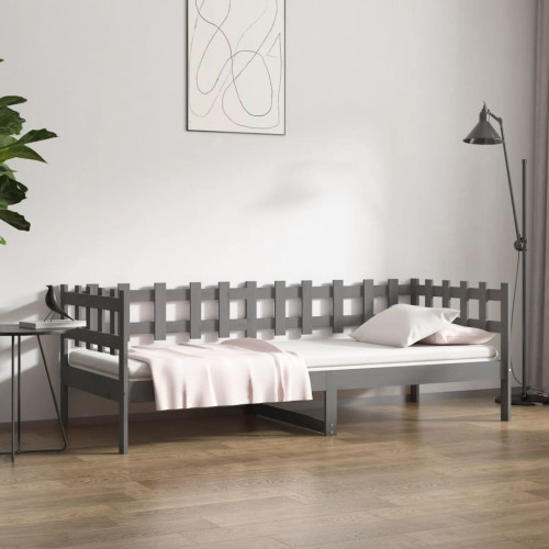 vidaXL Dagbädd grå 90x200 cm massiv furu - Sängar & Sängramar