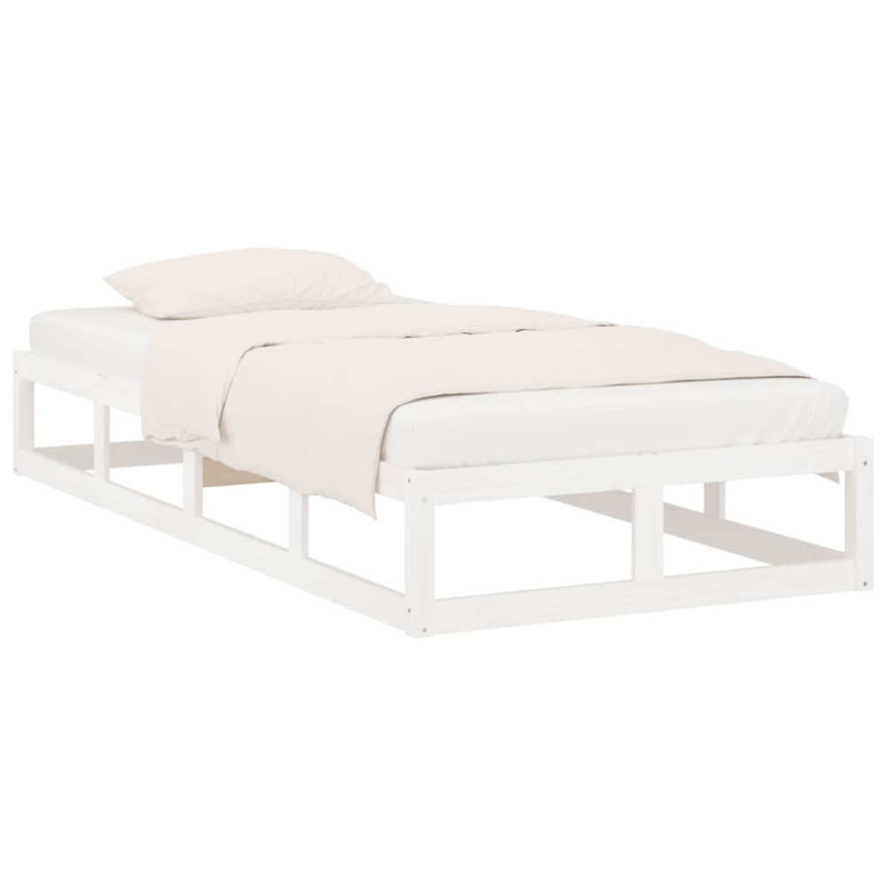 Produktbild för Sängram vit 90x200 cm massivt trä
