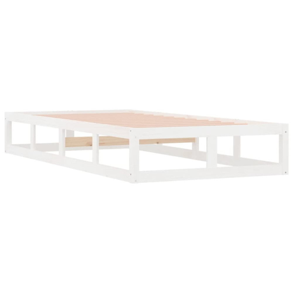 Produktbild för Sängram vit 90x200 cm massivt trä