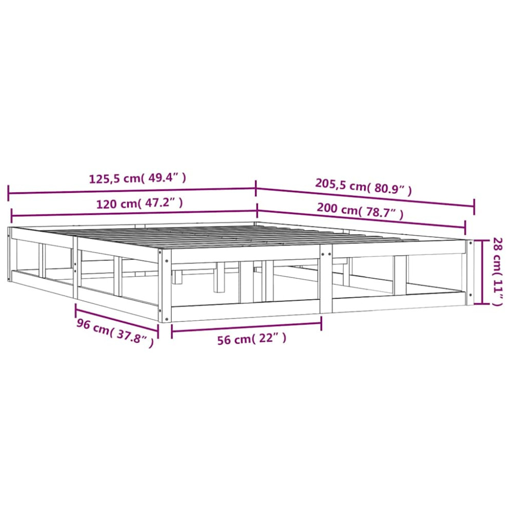 Produktbild för Sängram vit 120x200 cm massivt trä