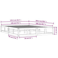 Produktbild för Sängram vit 120x200 cm massivt trä