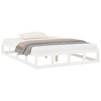 Produktbild för Sängram massivt trä 150x200 cm vit