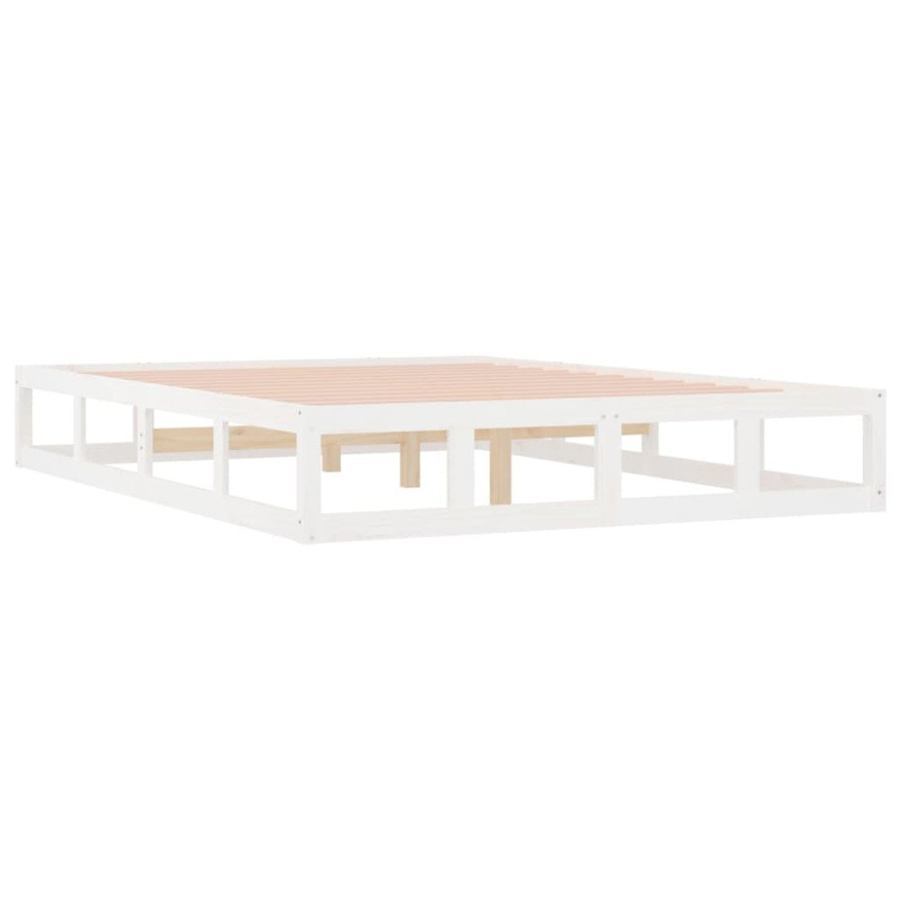 Produktbild för Sängram massivt trä 150x200 cm vit