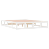 Produktbild för Sängram massivt trä 150x200 cm vit