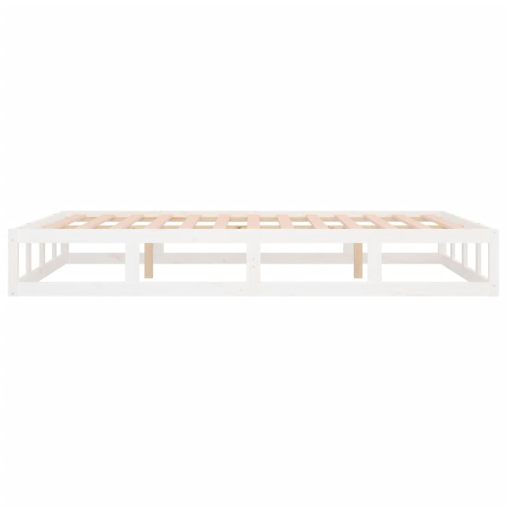 Produktbild för Sängram massivt trä 150x200 cm vit
