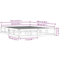 Produktbild för Sängram massivt trä 150x200 cm vit