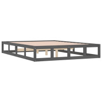Produktbild för Sängram massivt trä 150x200 cm grå