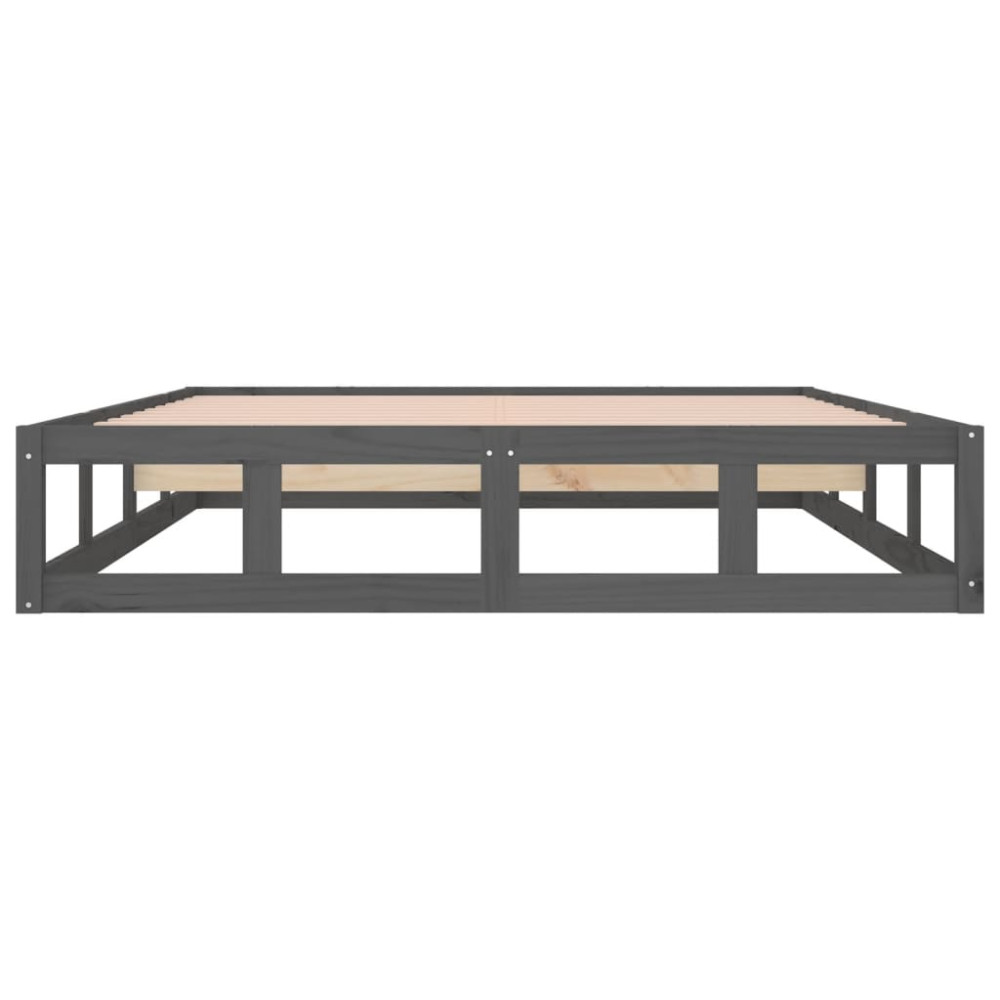 Produktbild för Sängram massivt trä 150x200 cm grå