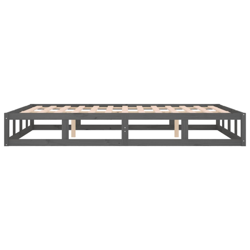 Produktbild för Sängram massivt trä 150x200 cm grå