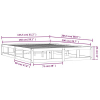 Produktbild för Sängram massivt trä 150x200 cm grå