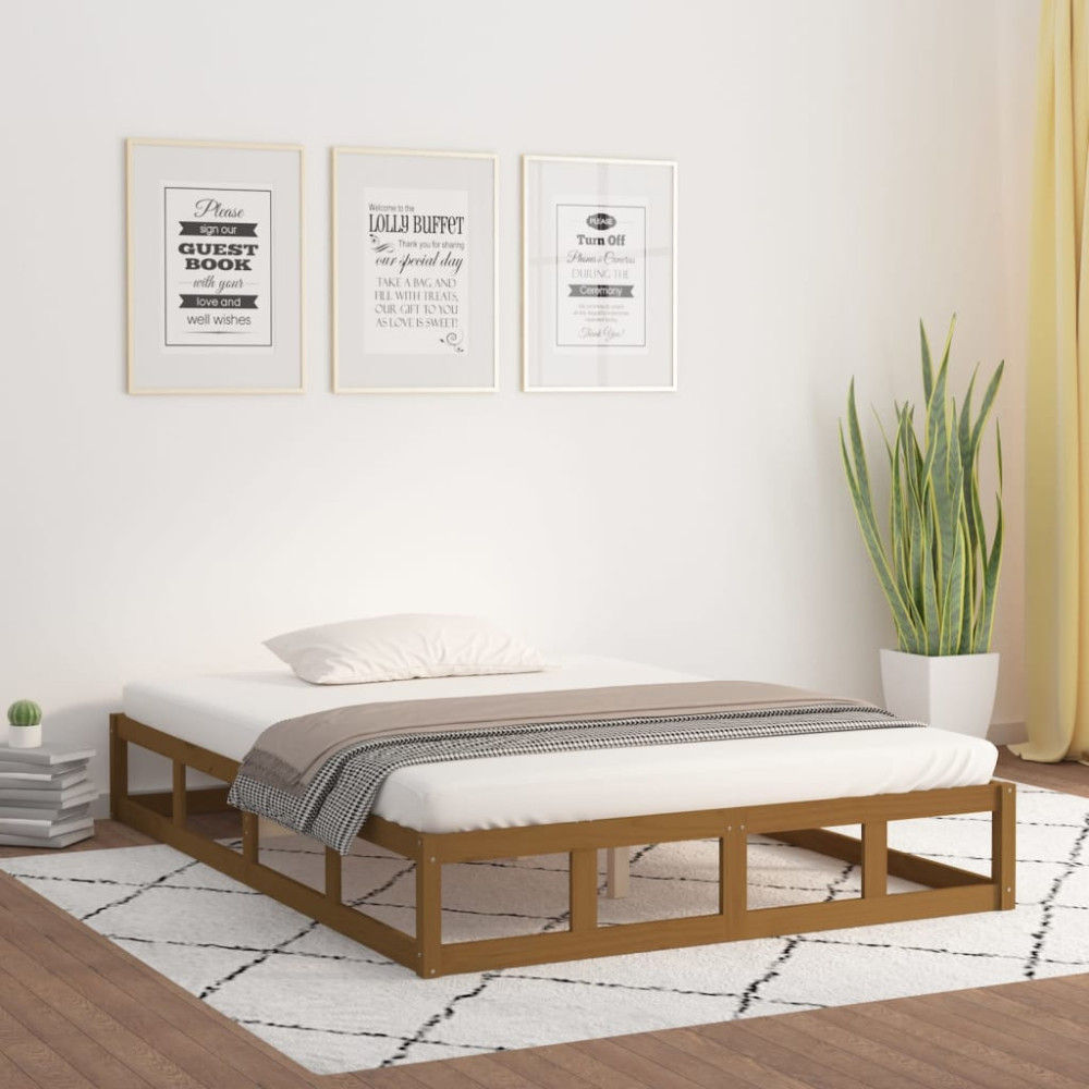 Produktbild för Sängram massivt trä 150x200 cm honungsbrun