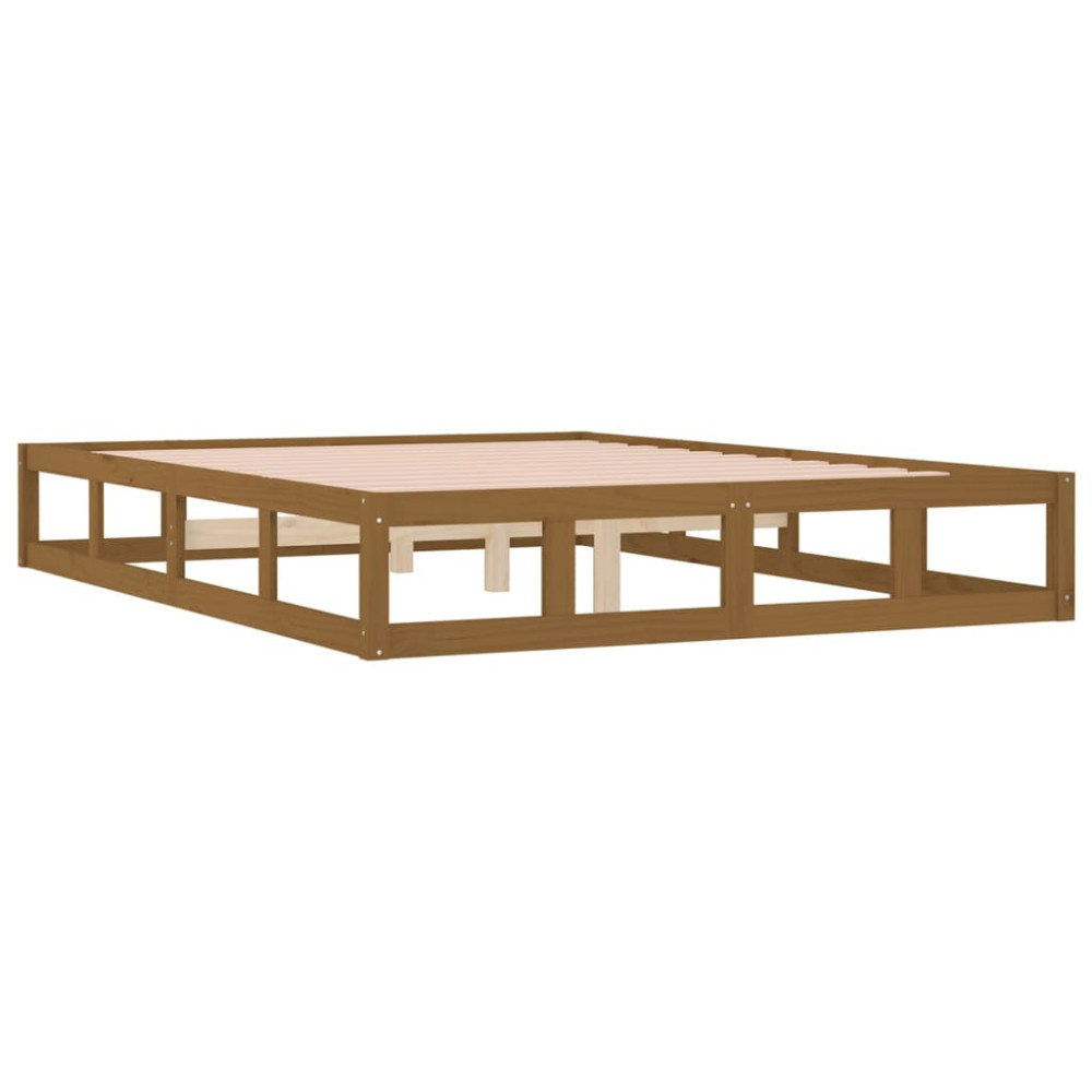 Produktbild för Sängram massivt trä 150x200 cm honungsbrun