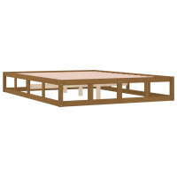 Produktbild för Sängram massivt trä 150x200 cm honungsbrun