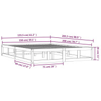 Produktbild för Sängram massivt trä 150x200 cm honungsbrun