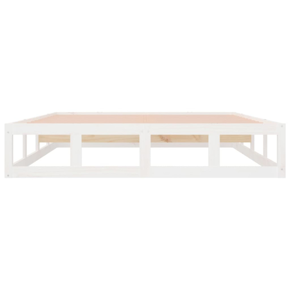 Produktbild för Sängram vit 160x200 cm massivt trä