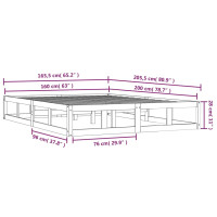 Produktbild för Sängram vit 160x200 cm massivt trä