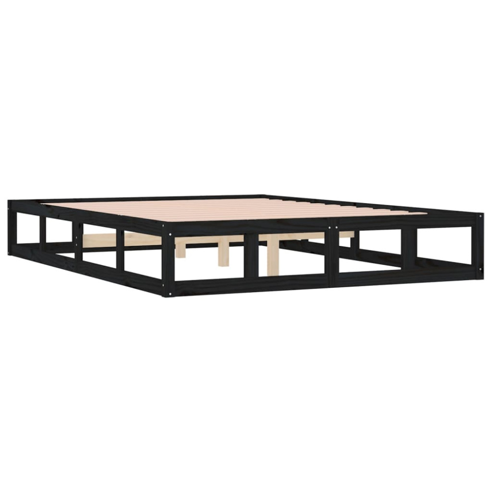 Produktbild för Sängram massivt trä 180x200 cm svart